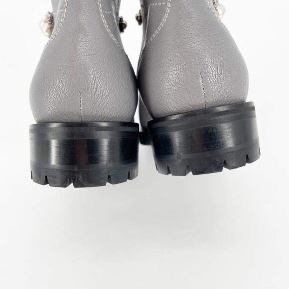 Jimmy Choo Gray Leather Cruz Flat Pearl-embellished Ankle Boots Grey IT 39.5 - Picture 10 of 16